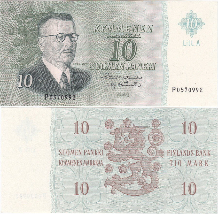 10 Markkaa 1963 Litt.A P0570992 kl.8